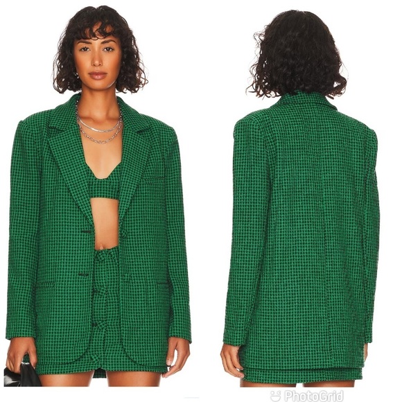 Lovers + Friends Avery Blazer in Green & Black - Picture 1 of 8